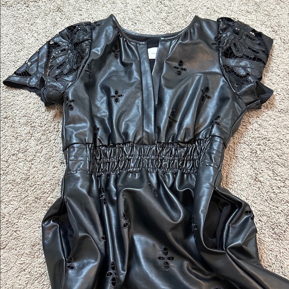 ANTHROPOLOGIE Women’s The Somerset Maxi Dress Faux Leather Embroidered Edition M - Picture 8 of 15